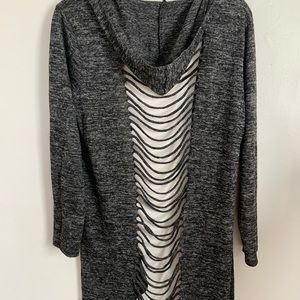 Long Hooded Cardigan With Cutouts At The Back